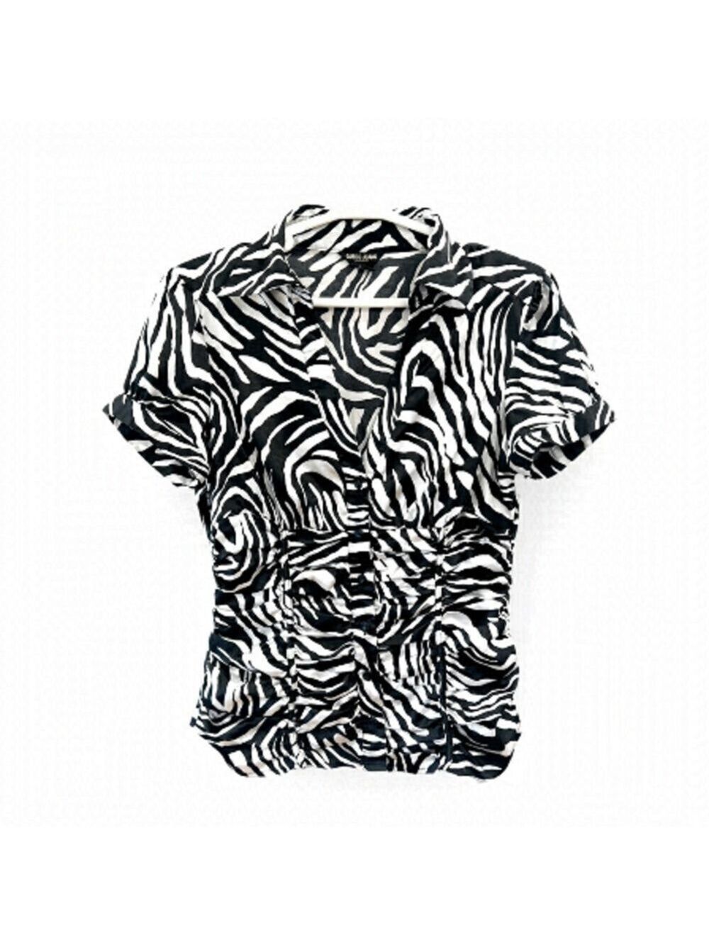 GUESS Black & White Animal Print Button-Up Top size- small
